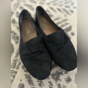 TOMS Original Flats, Black corduroy, purple sole